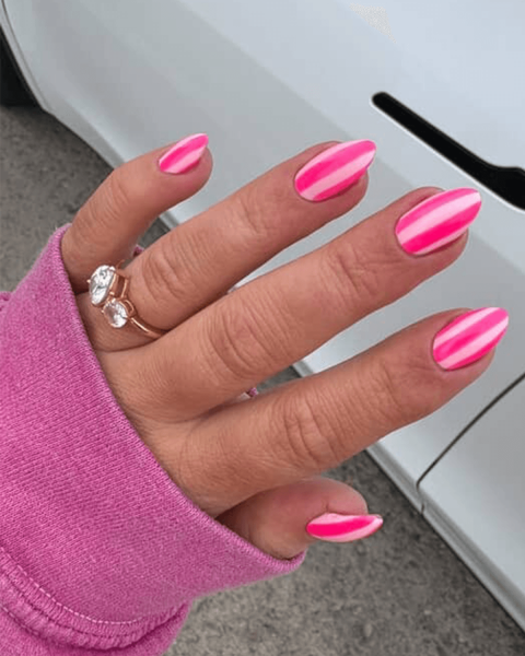 Pink striped nails