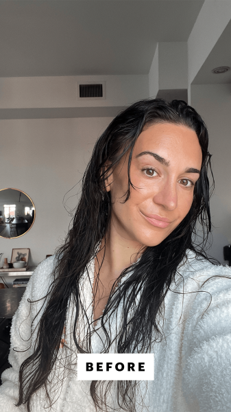 Wohlner before applying the Aveda Miraculous Oil