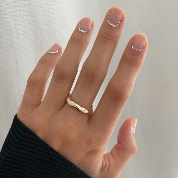 Reverse French disco manicure