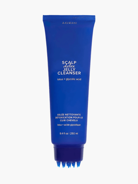 Scalp Detox Jelly Cleanser in branded blue tube with applicator tip on light gray background
