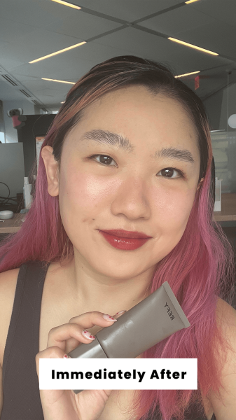 Han immediately after applying the Refy Glow and Sculpt Primer