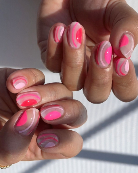 Pink abstract nails