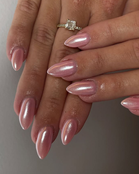 Pink glazed donut nails