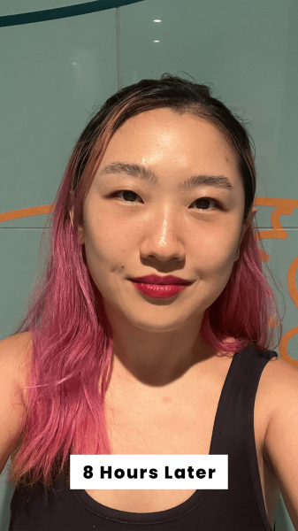 Han 8 hours after applying the Refy Glow and Sculpt Primer