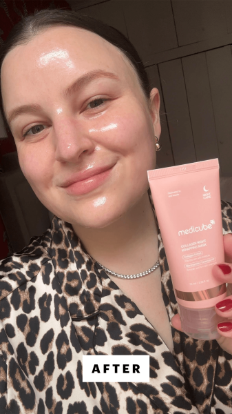 Singh after applying Medicube Collagen Night Wrapping Mask