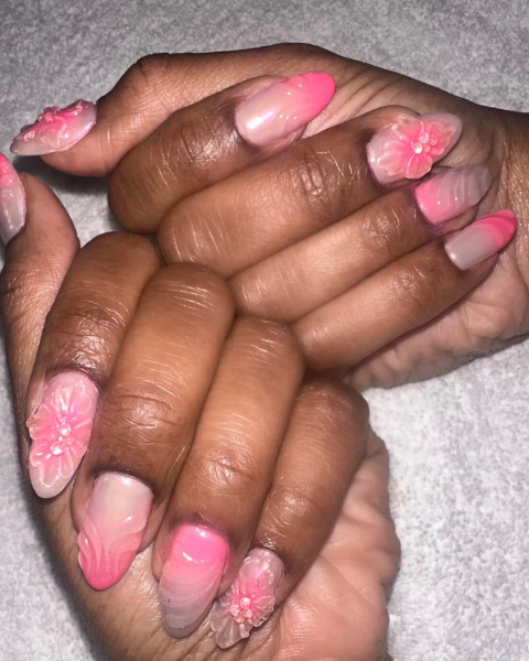3D pink jelly nails