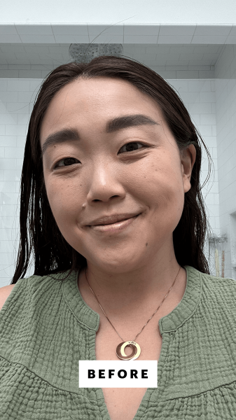 Lee before applying the Torriden Dive In Sheet Mask